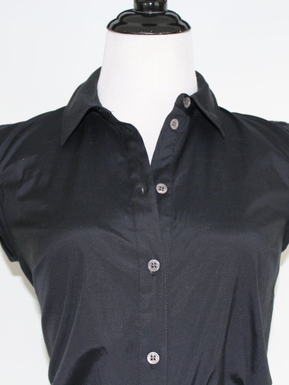 Veronica Beard Ruched Shirt Dress Black NWT Button Down Fitted Mini - Picture 2 of 12